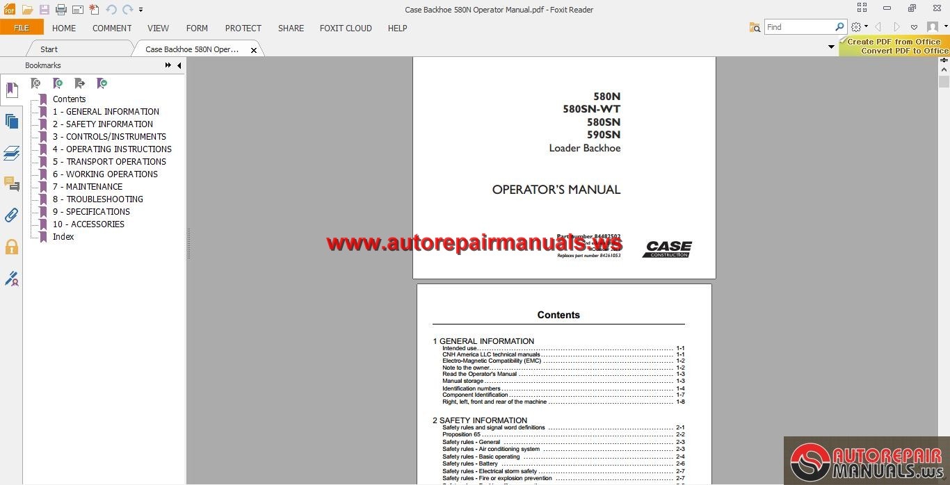 Case Backhoe 580N Operator Manual | Auto Repair Manual Forum - Heavy ...