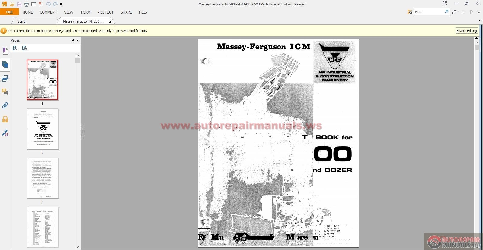 Massey Ferguson MF200 PM #1436365M1 Parts Book | Auto Repair Manual ...