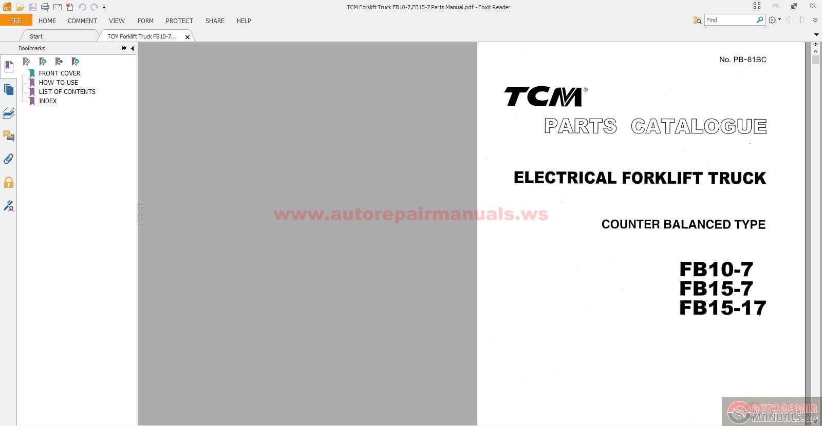 Tcm Forklift Truck Fb10 7 Fb15 7 Parts Manual Auto Repair Manual Forum Heavy Equipment Forums Download Repair Workshop Manual