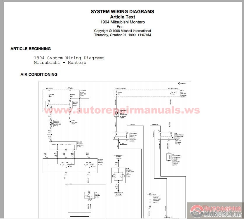 Mitsubishi Pajero 1994 Wiring Diagram | Auto Repair Manual ... mitsubishi pajero wiring diagram for radio 