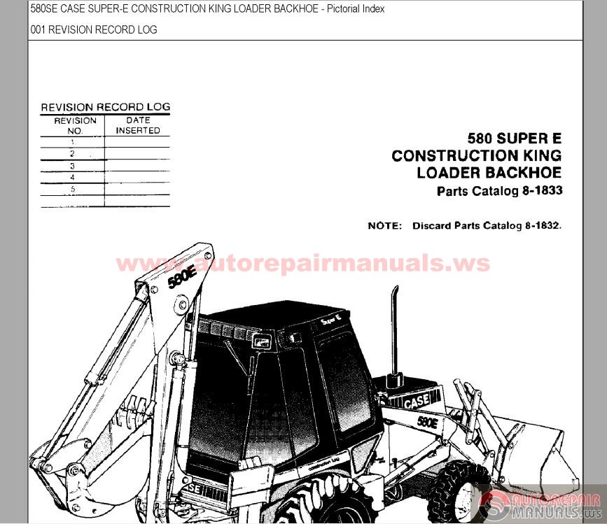 Case 580 Sr Backhoe Opperator Manual