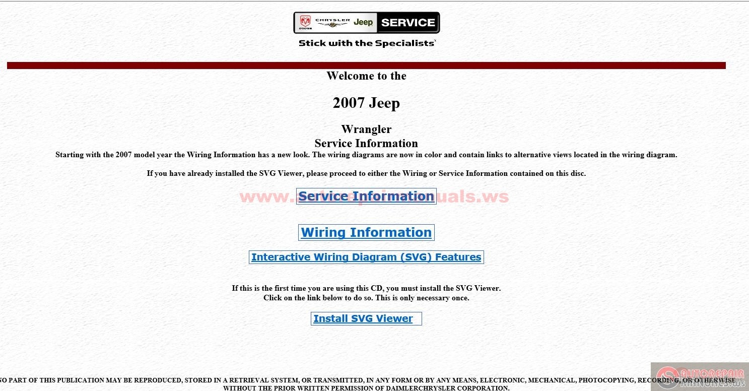 Jeep Wrangler JK 2007 Factory Service Manual | Auto Repair Manual Forum -  Heavy Equipment Forums - Download Repair & Workshop Manual
