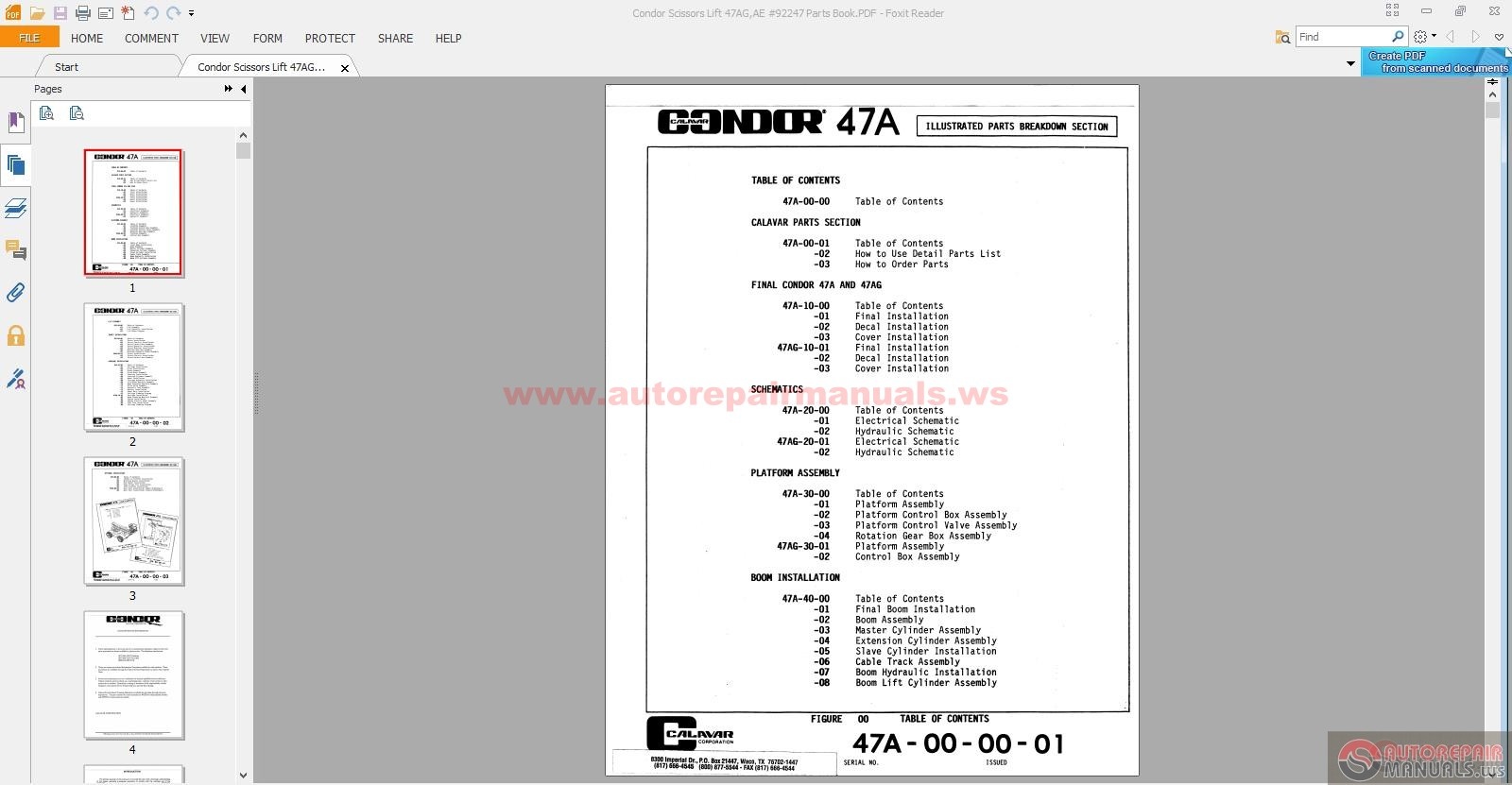 Condor Scissors Lift 47AG,AE #92247 Parts Book | Auto Repair Manual ...