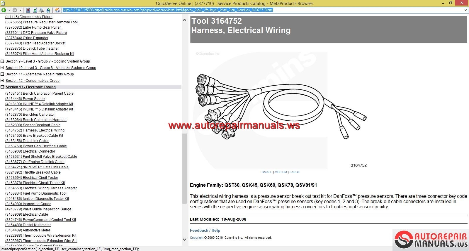 Cummins Service Product Catalog | Auto Repair Manual Forum ... wire harness inspection tools 