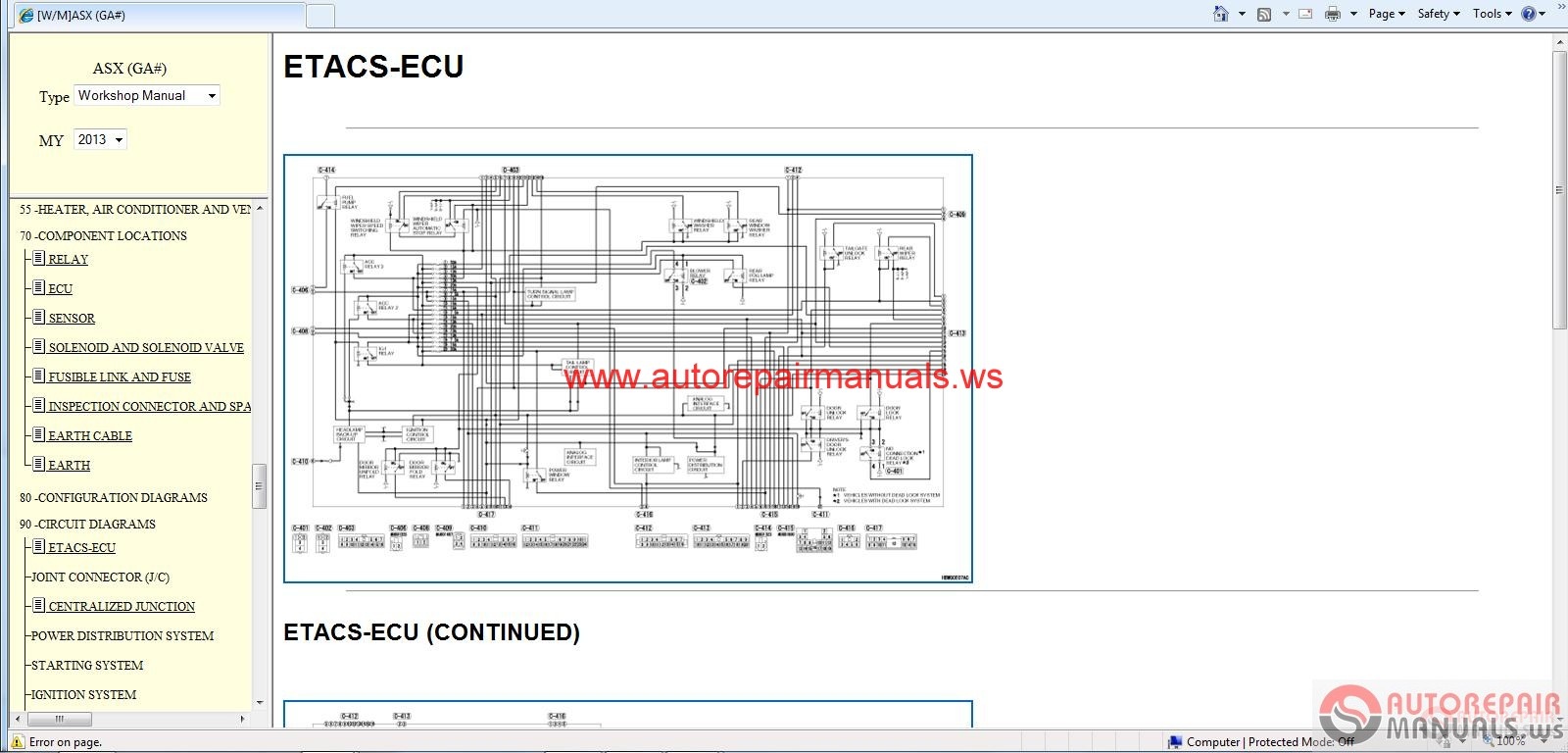 Mitsubishi ASX 2013 Repair Service Manual | Auto Repair ... mitsubishi l200 wiring diagram free download 