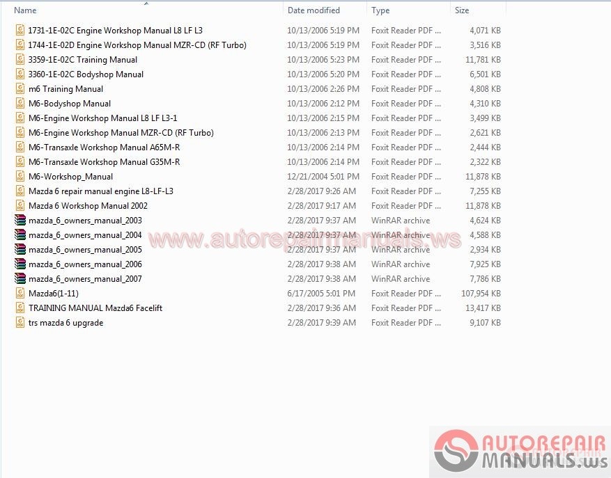 Auto Repair Manuals: Mazda6 GG,GY,GG1 2002-2007,Service Manuals
