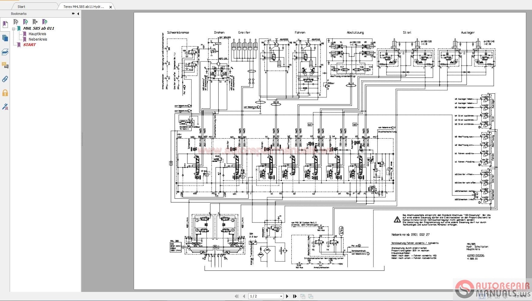 Terex MHL585 ab11 Hydraulic Diagram | Auto Repair Manual ... hr diagram date 