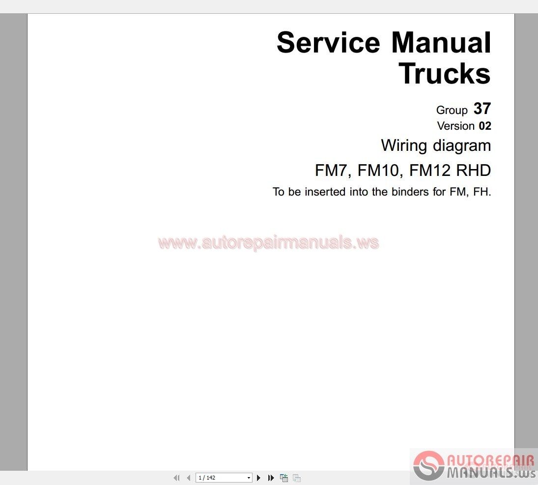Volvo Truck FM7, FM10, FM12 RHD Wiring Diagram | Auto ... wiring diagram volvo fl10 