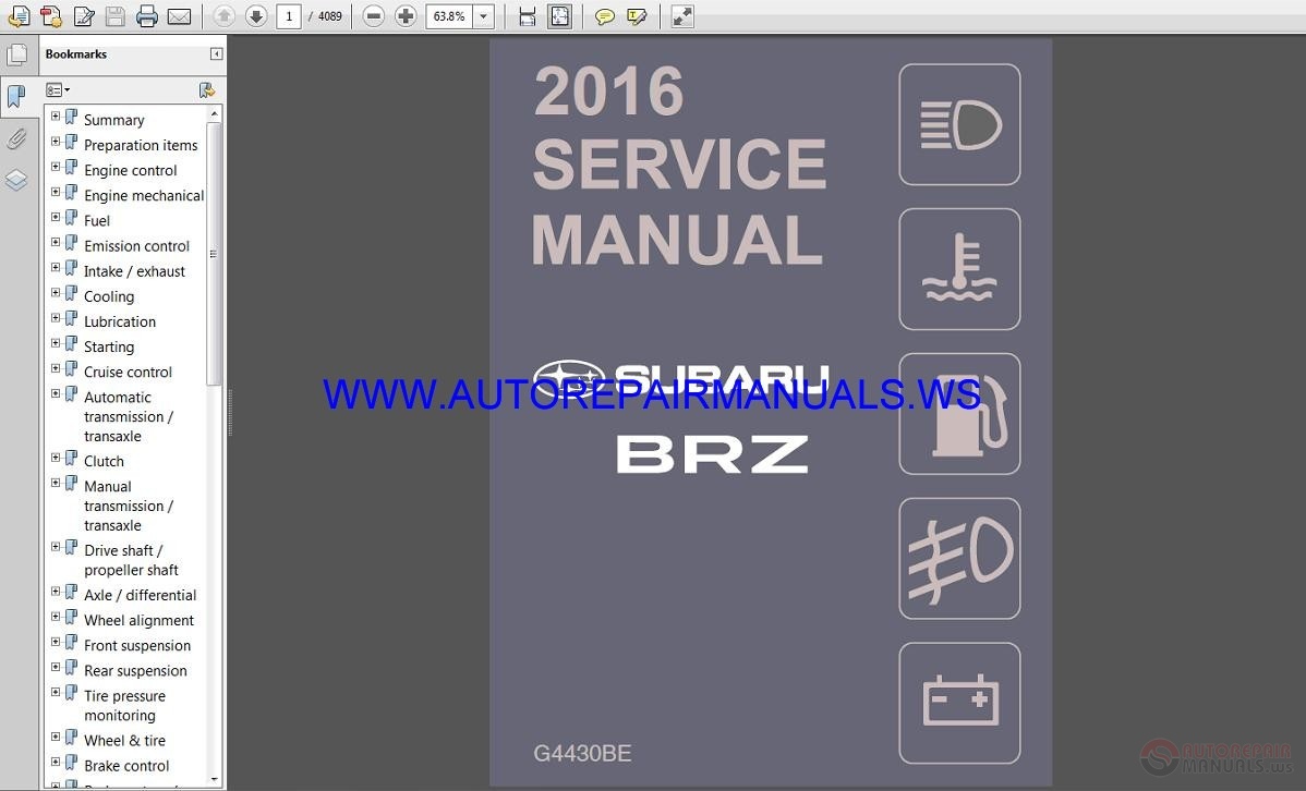 Subaru BRZ Z10 2016 Service Manual | Auto Repair Manual Forum - Heavy ...