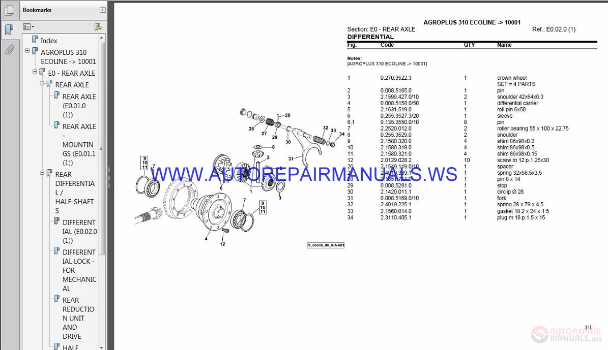 Deutz Fahr Agroplus 315 Ecoline After 10001 Parts Manual | Auto Repair ...