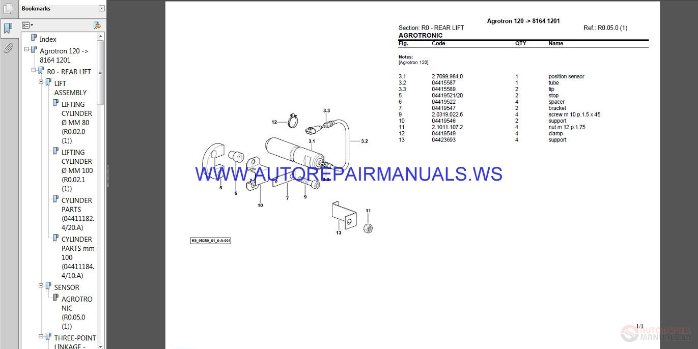 Deutz Fahr Agrotron 120 MK3 After 80922001 Parts Manual | Auto Repair ...