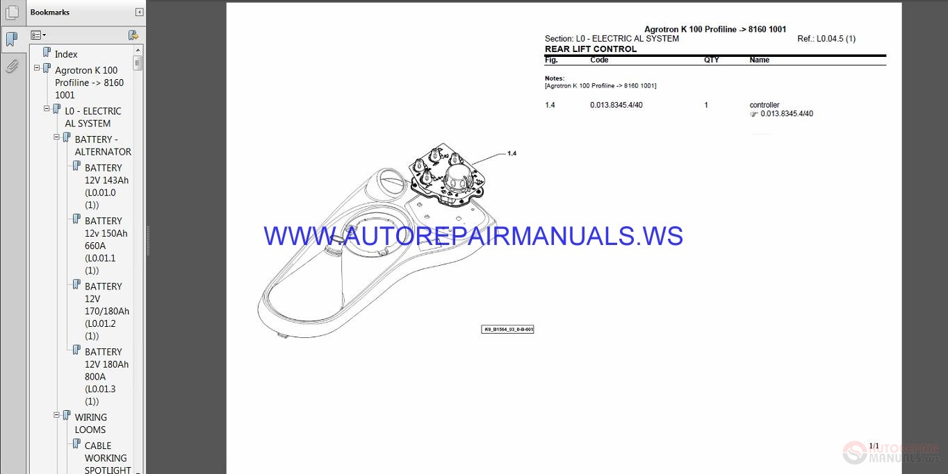 Deutz Fahr Agrotron K 100 Profiline After 81601001 Parts Manual | Auto ...