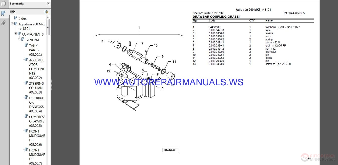 Deutz Fahr Agrotron 260 MK3 8101 Parts Manual | Auto Repair Manual ...