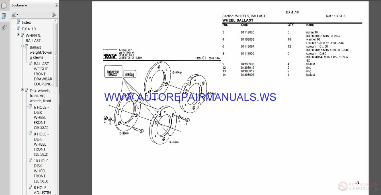 Deutz Fahr Dx 4.70 Parts Manual 