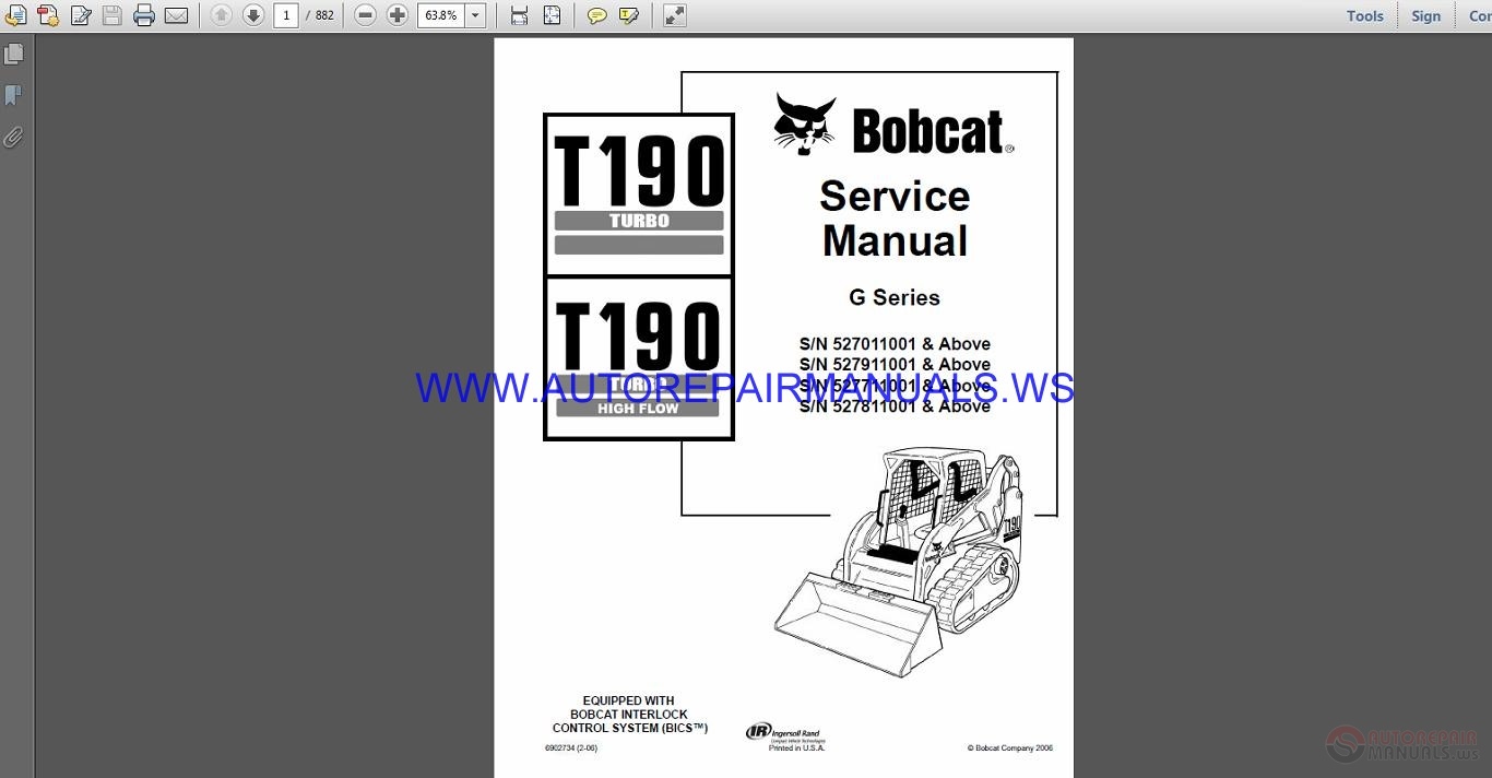 Bobcat T190-T190H Service Manual | Auto Repair Manual Forum - Heavy