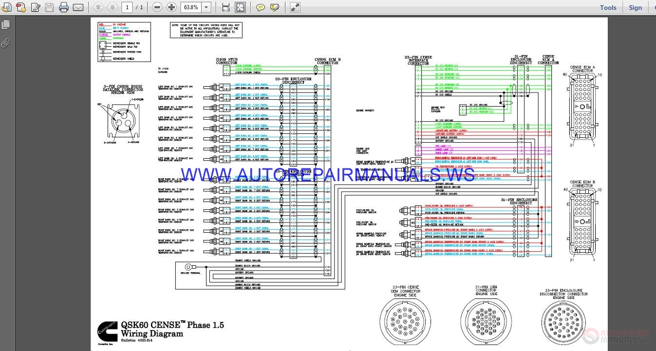 Cummins QSK60 Cense Phase 1.5 Wiring Diagram Manual | Auto