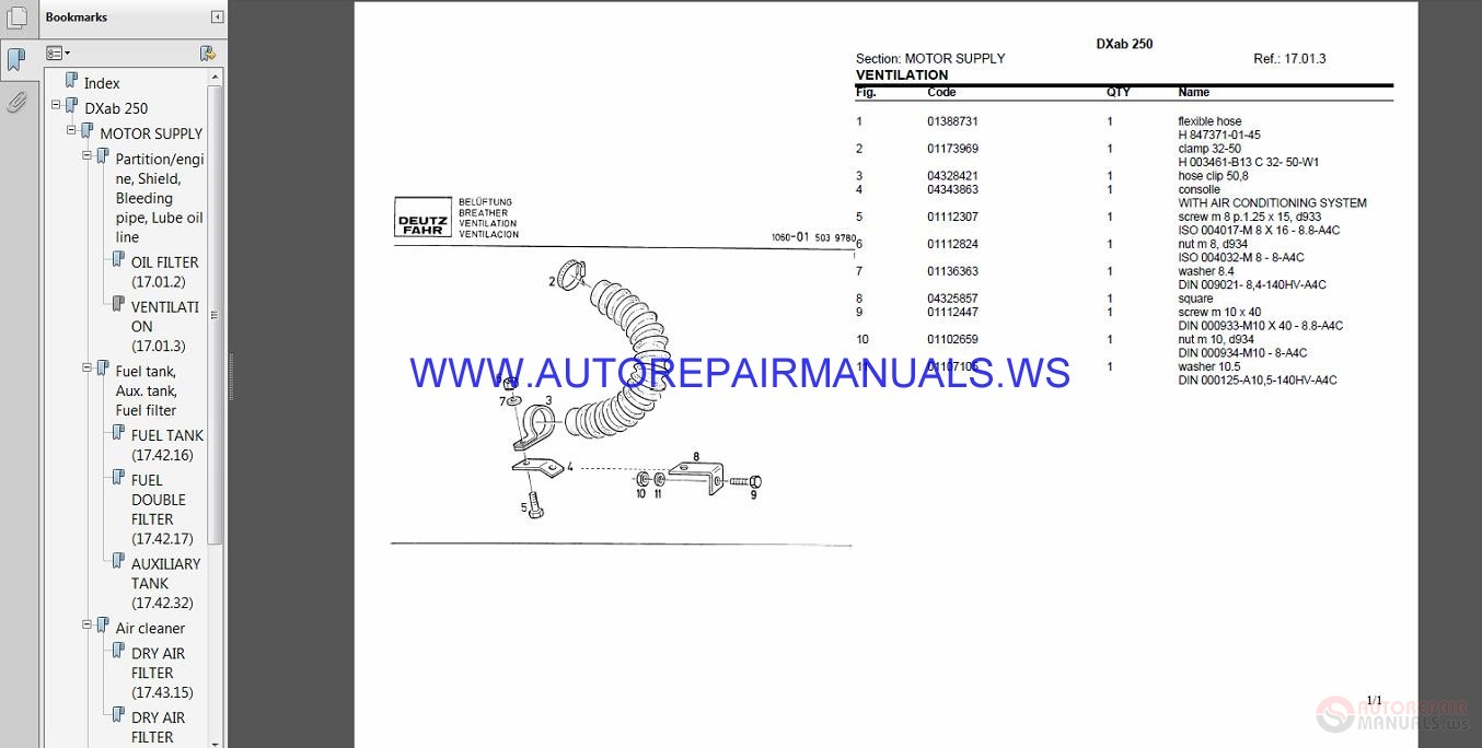 Deutz Fahr DXbis_110 Parts Manual | Auto Repair Manual Forum - Heavy ...