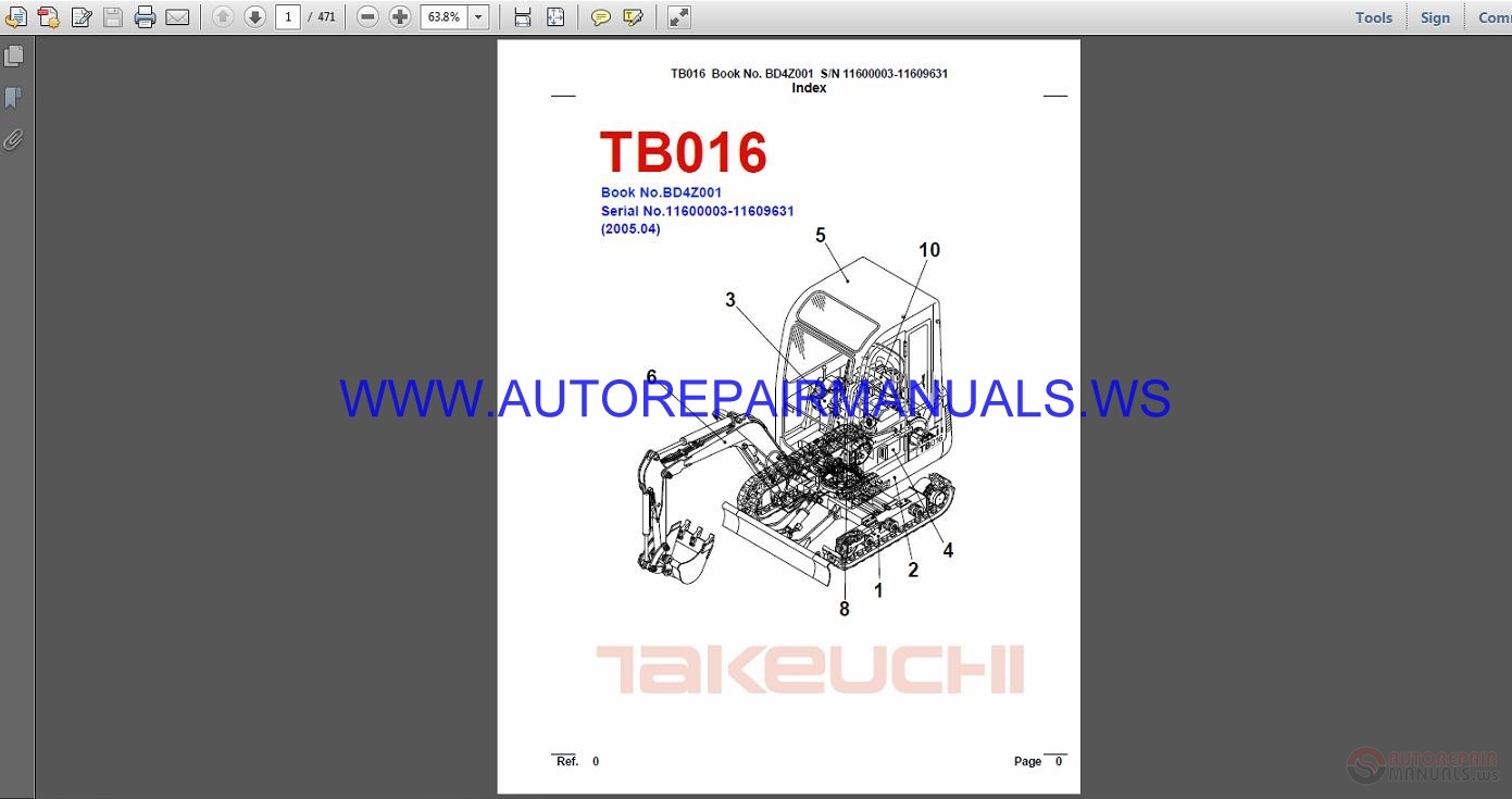 Takeuchi TB016 Parts Manual BD4Z001 | Auto Repair Manual Forum - Heavy
