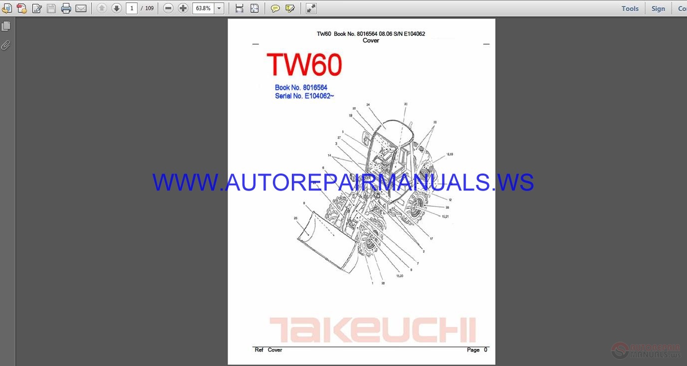 Takeuchi TW60 Wheel Loader Parts Manual E104062 Auto Repair Manual Forum Heavy Equipment 