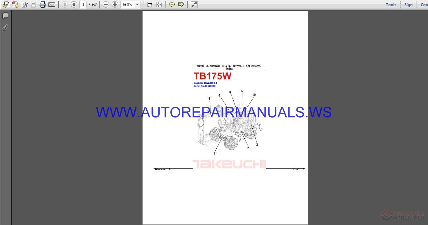 Takeuchi TB175W Parts Manual BW2Z008-1 | Auto Repair Manual Forum ...