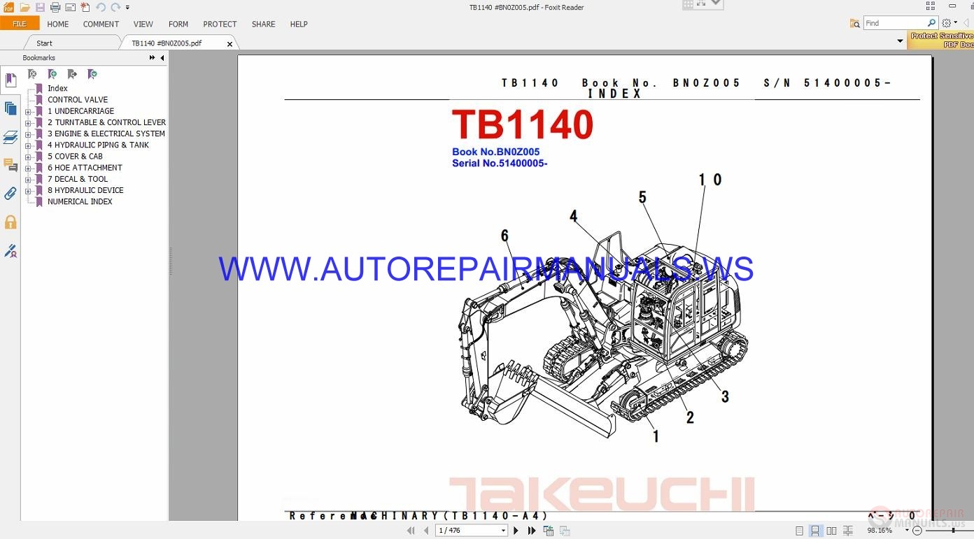 Takeuchi TB1140 Parts Manual BN0Z005 | Auto Repair Manual Forum - Heavy