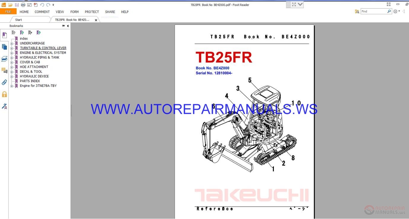 Takeuchi TB25FR Parts Manual BE4Z001 Auto Repair Manual Forum Heavy Equipment Forums 