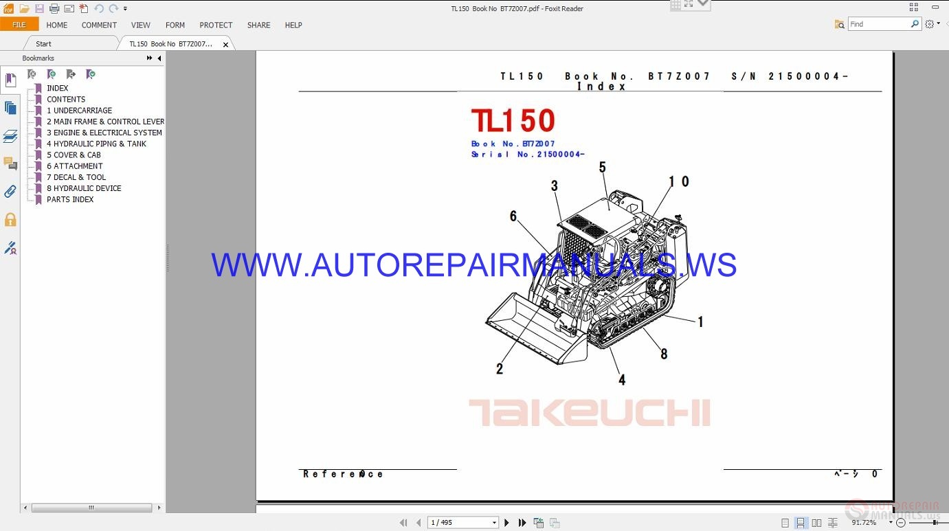 Takeuchi TL150 Parts Manual BT7Z007 | Auto Repair Manual Forum - Heavy