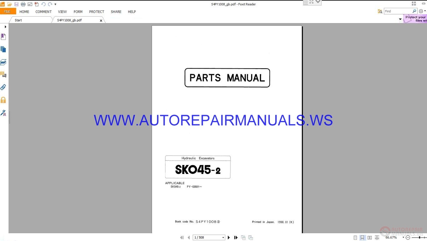 Kobelco SK045-2 Parts Manual S4PY1008 | Auto Repair Manual Forum ...