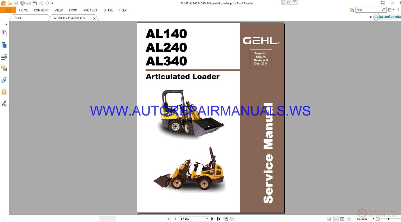 GEHL AL140 AL240 AL340 Articulated Loader Service Manual 918274 | Auto