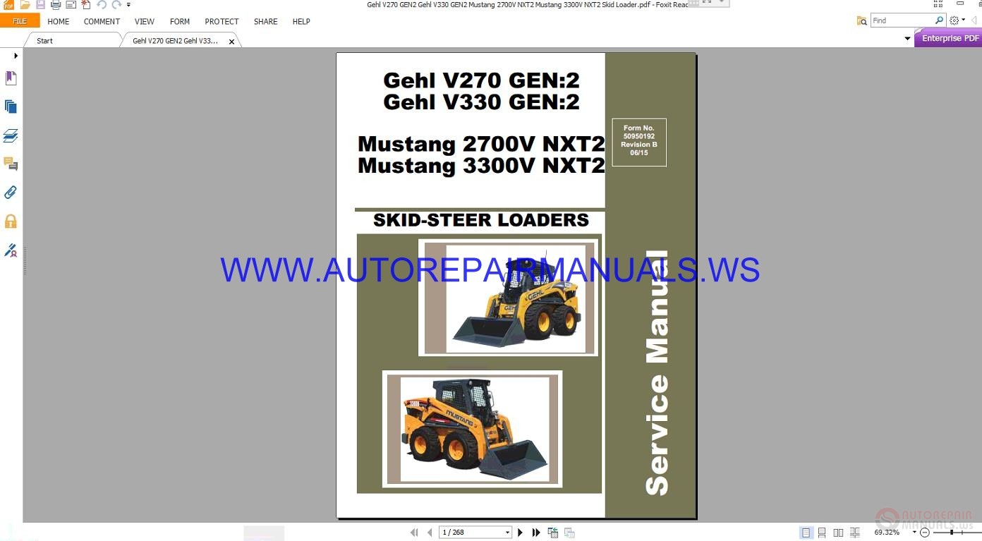 Gehl V270 V330 Gen 2 Mustang 2700v 3300v Nxt2 Skid Steer Loaders
