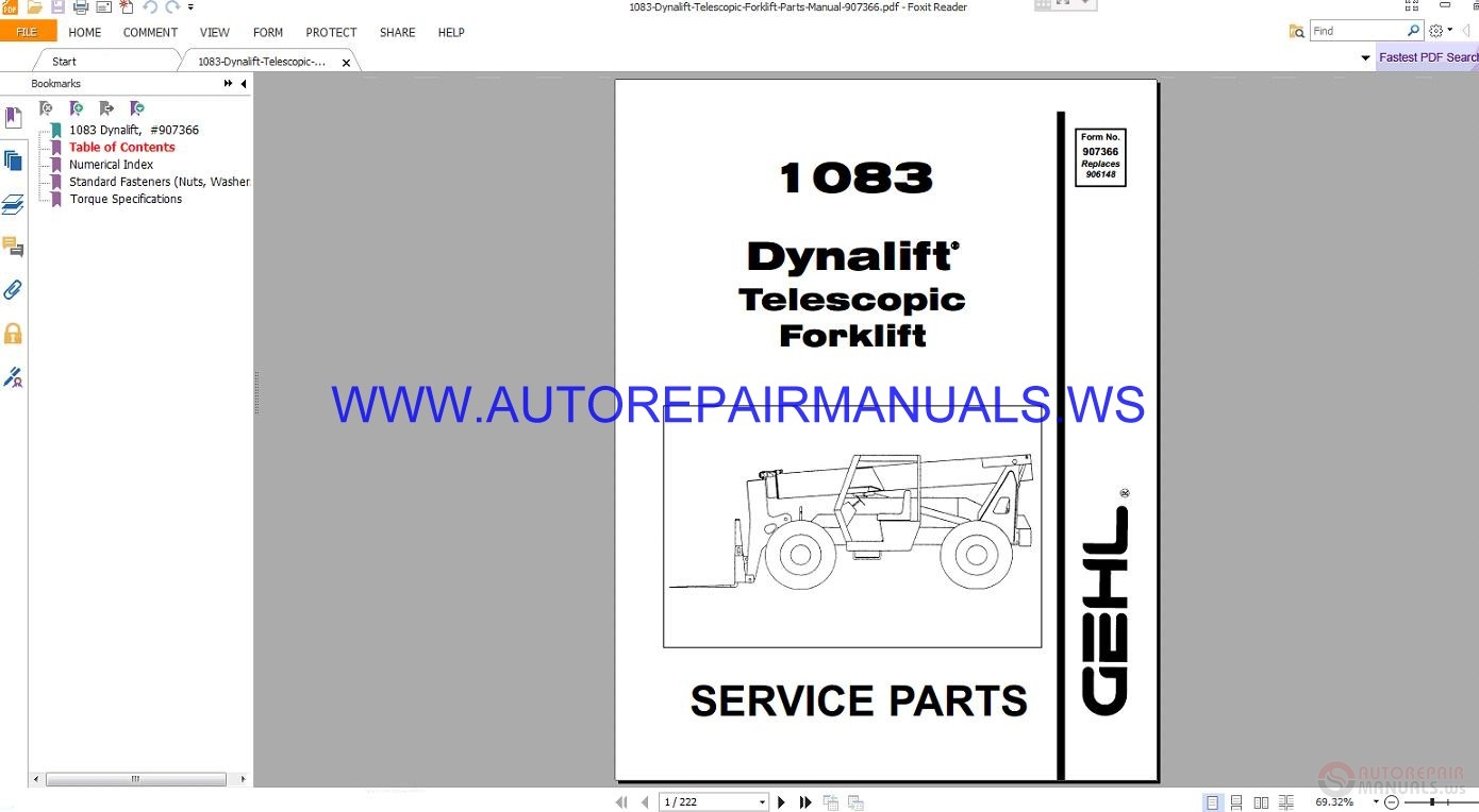 Gehl dynalift 1083 operator manual for sale