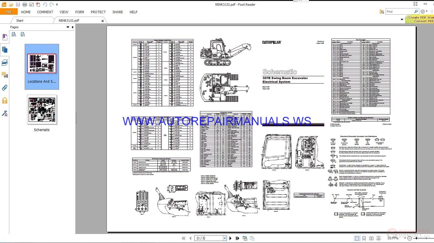 Caterpillar 307B Swing Boom Excavator Electrical Schematics Manuals