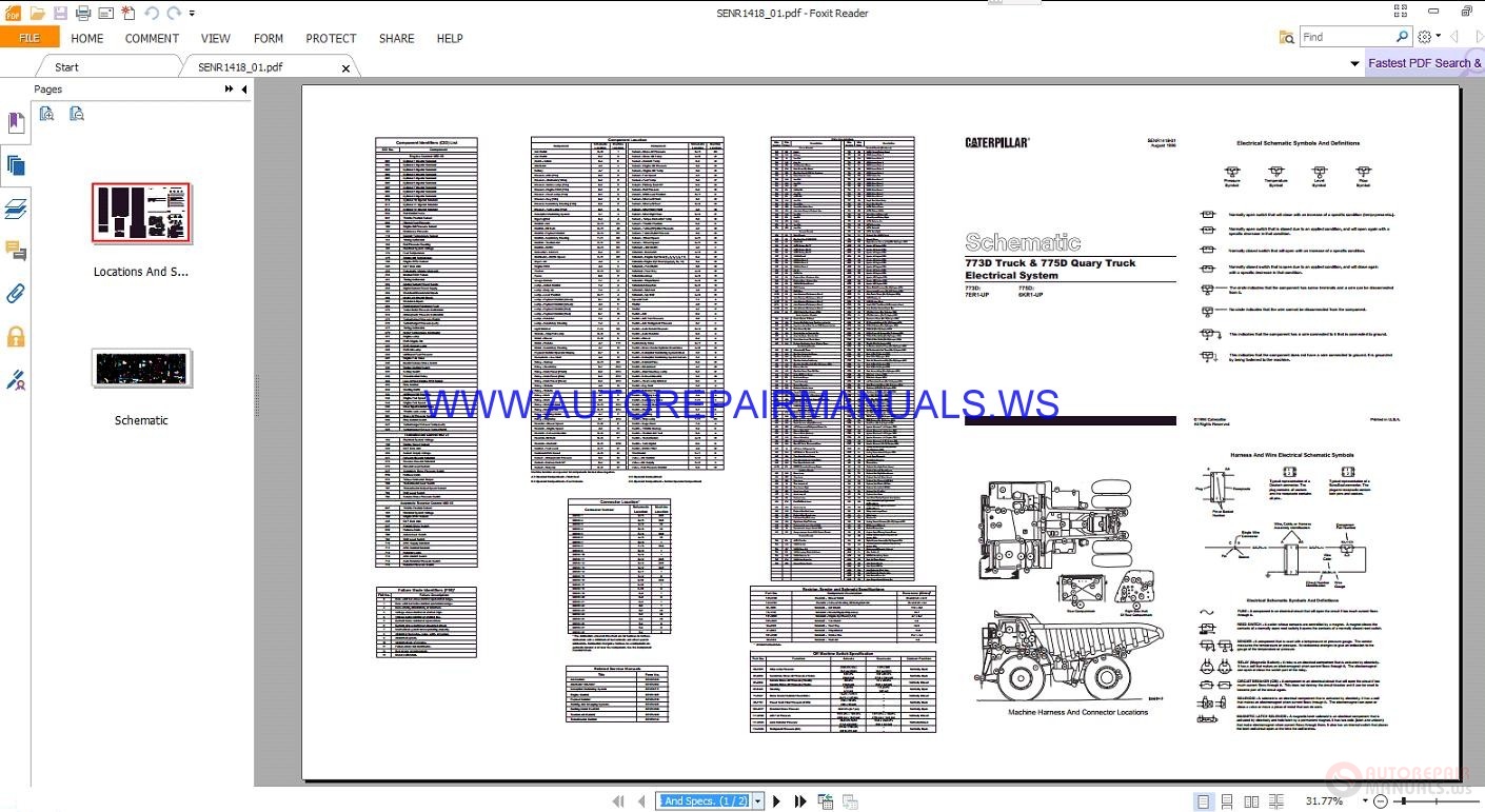 Caterpillar 773D Truck & 775D Quary Truck Electrical Schematics Manuals ...