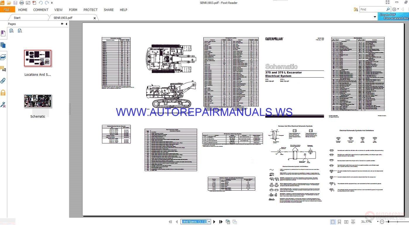 Caterpillar 375-375 L Excavator Electrical Schematics Manuals SENR1903 ...