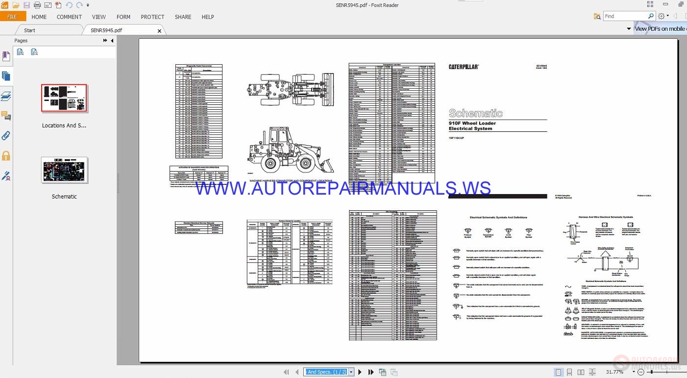 Caterpillar 910F Wheel Loader Electrical Schematics Manuals SENR5945 ...