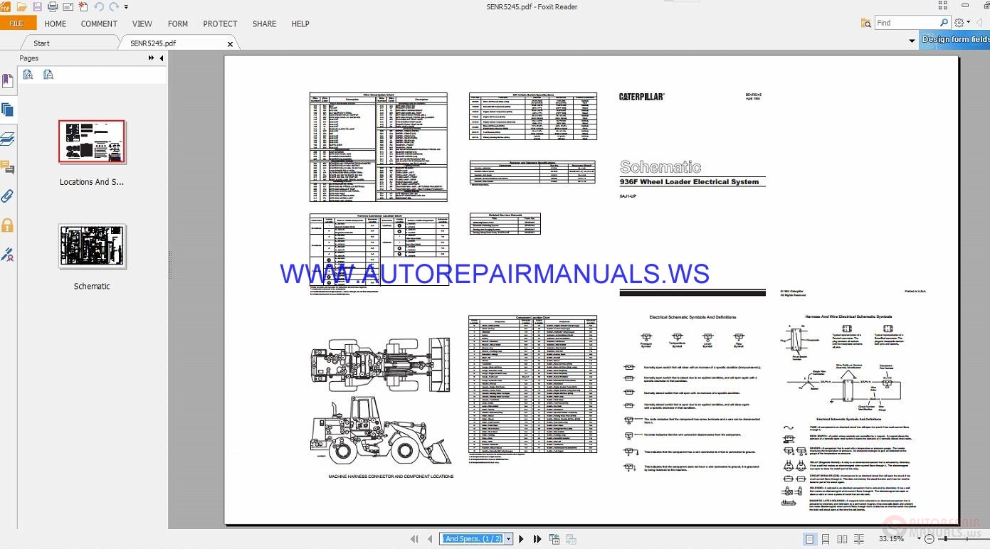 Caterpillar 936F Wheel Loader Electrical Schematics Manuals | Auto ...