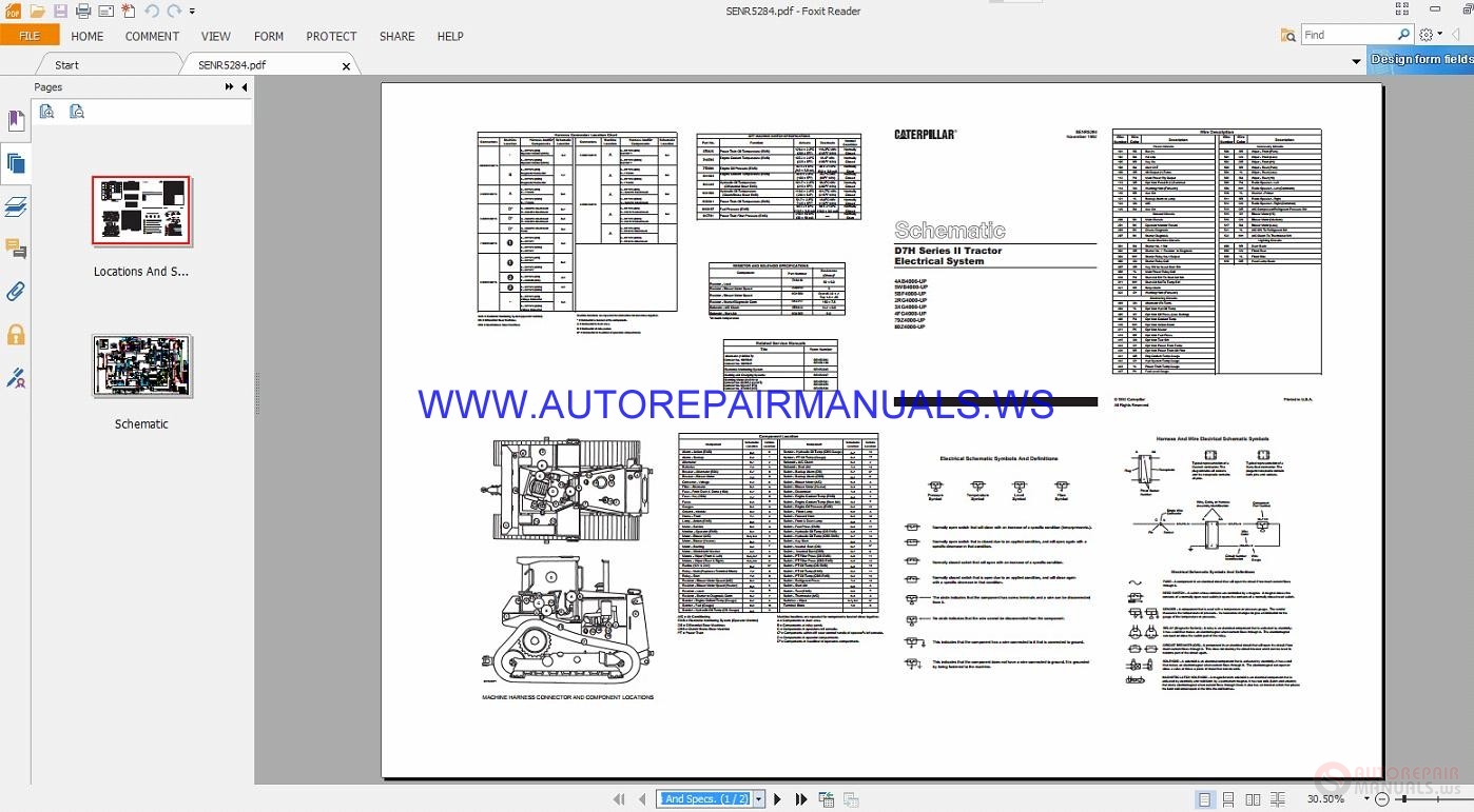 Caterpillar D7H Series II Tractor Electrical Schematics Manuals ...