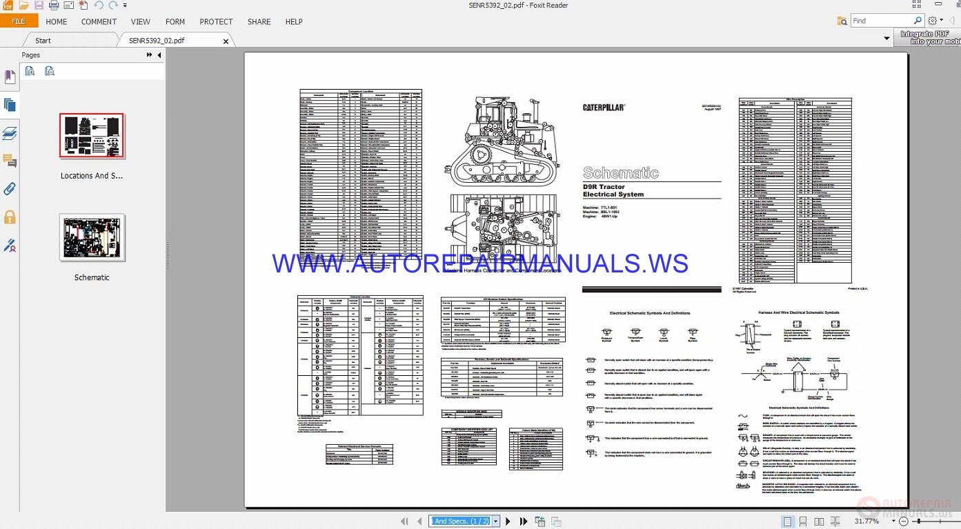 Caterpillar D9R Tractor Electrical Schematics Manuals SENR5392_02 ...