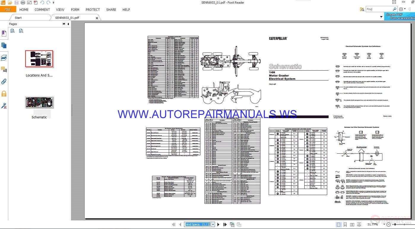 Caterpillar 14H Motor Graders Electrical Schematics Manuals SENR6933_01 ...