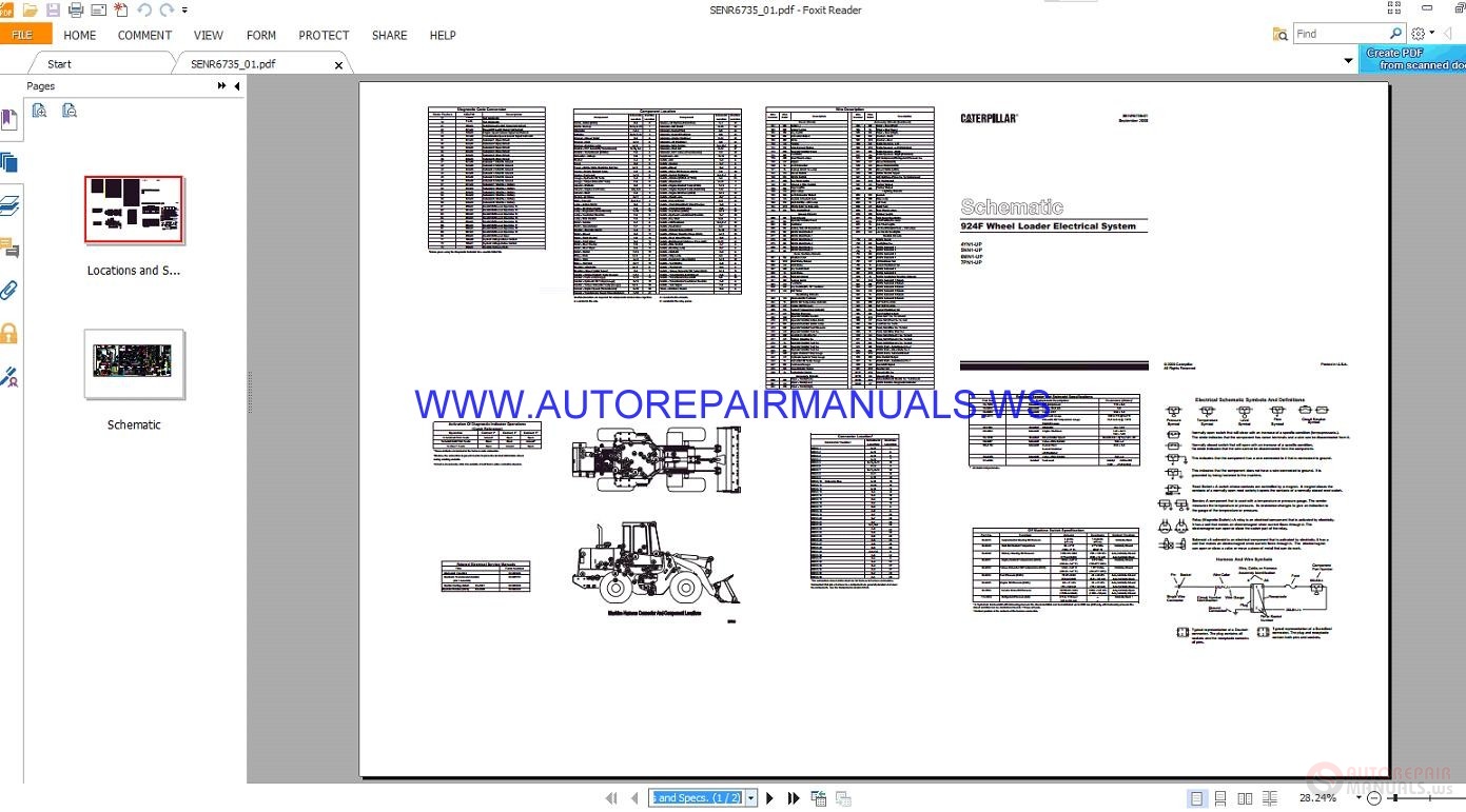 Caterpillar 924F Wheel Loader Electrical Schematics Manuals SENR6735_01 ...