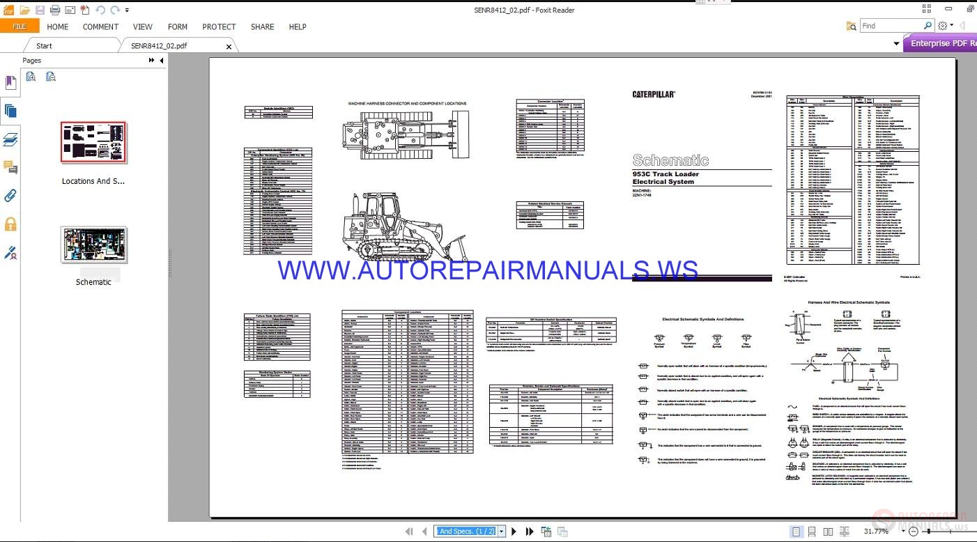 Caterpillar 953 Track Loader Electrical Schematics Manuals SENR8412_02 ...