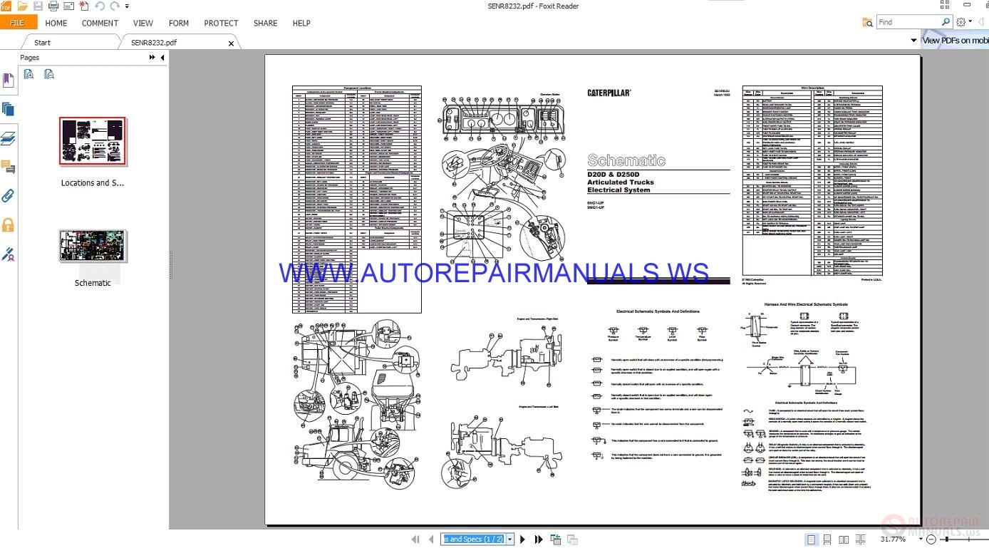 Caterpillar D20D D250D Articulated Trucks Electrical Schematics Manuals ...