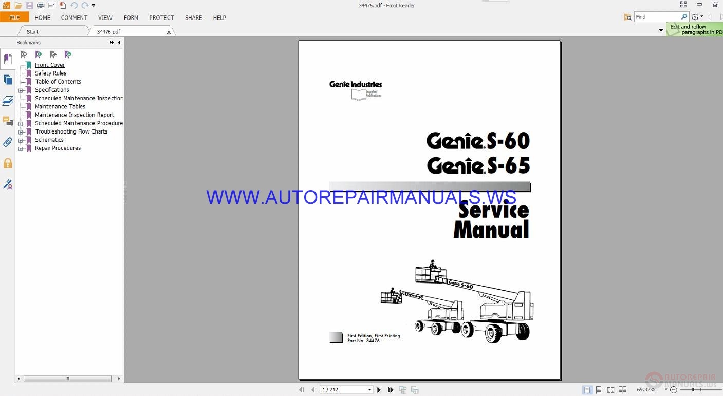 Terex Genie S60-65 Service Manual 34476 | Auto Repair Manual Forum