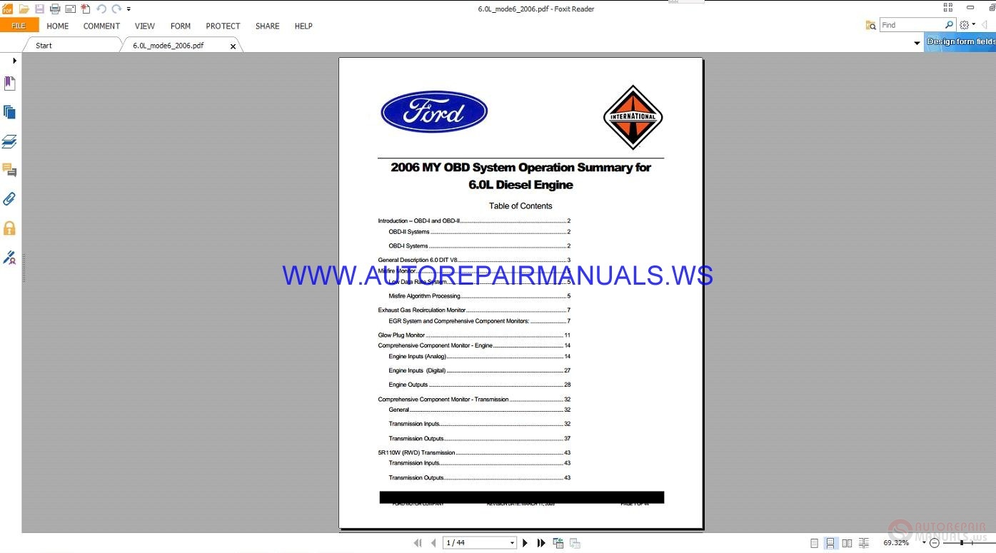 Ford 6.0L Diesel Engine System Operation Manuals 2006 | Auto Repair ...