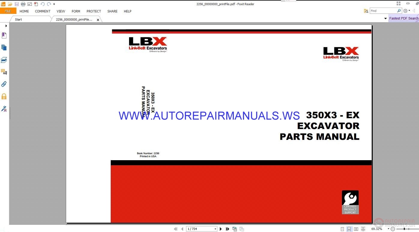 Link Belt 350X3-EX Excavator Parts Manual | Auto Repair Manual Forum ...