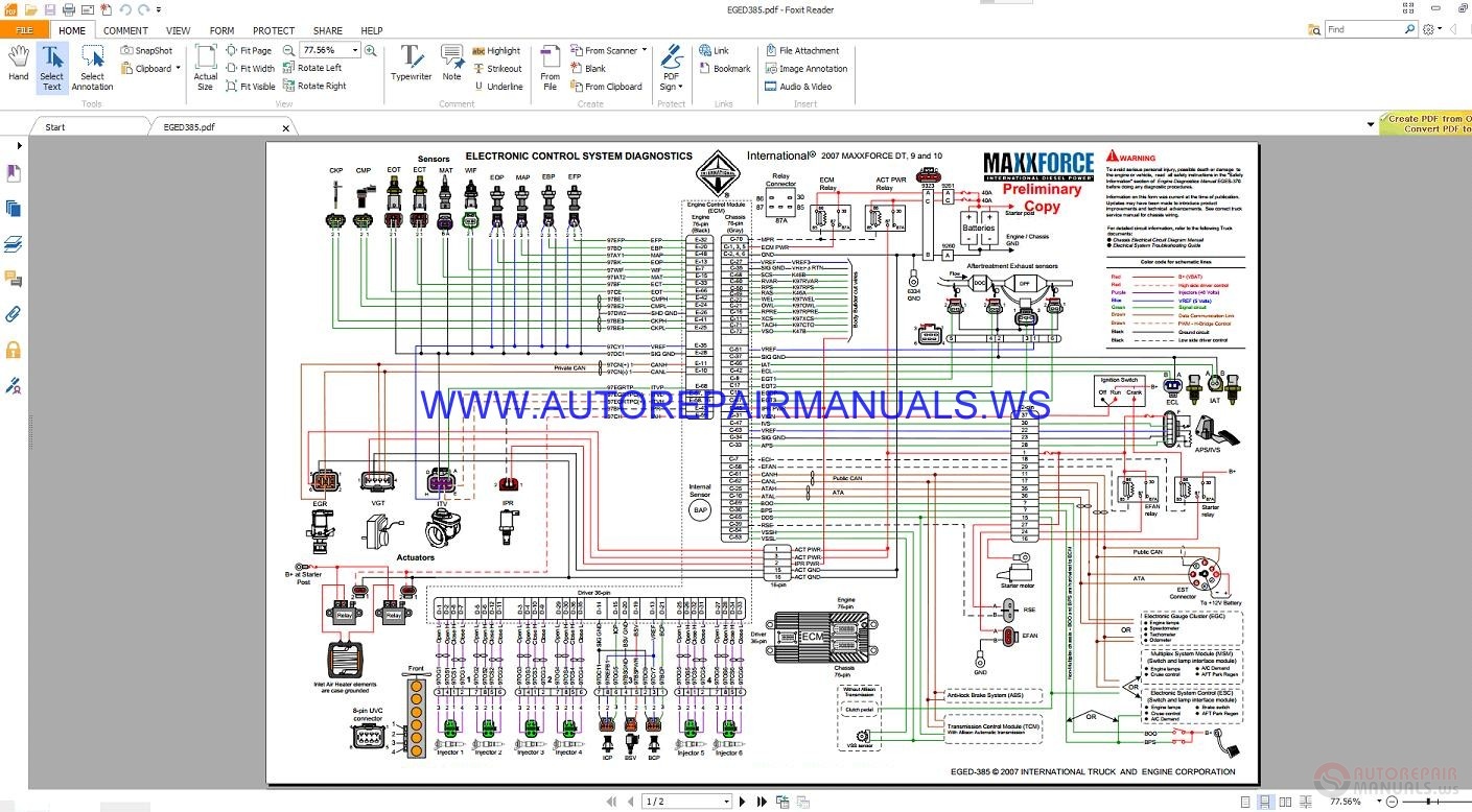MaxxForce EGED385 Control System Wiring Diagrams Manual 2007 | Auto