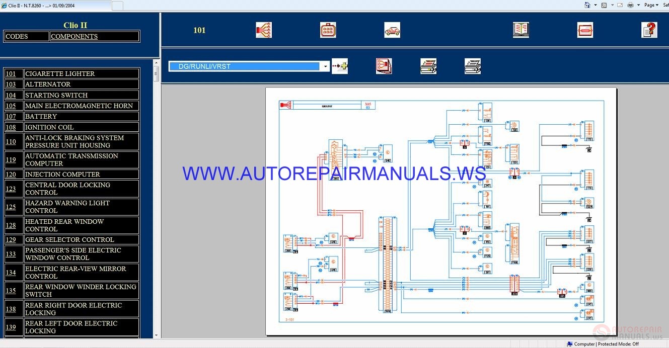 Renault Clio Ii X74 Nt8260 Disk Wiring Diagrams Manual 01