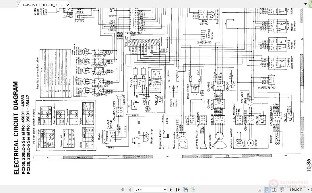 KOMATSU PC200,220_PC200,220LC-5 Electrical Circuit Diagram  