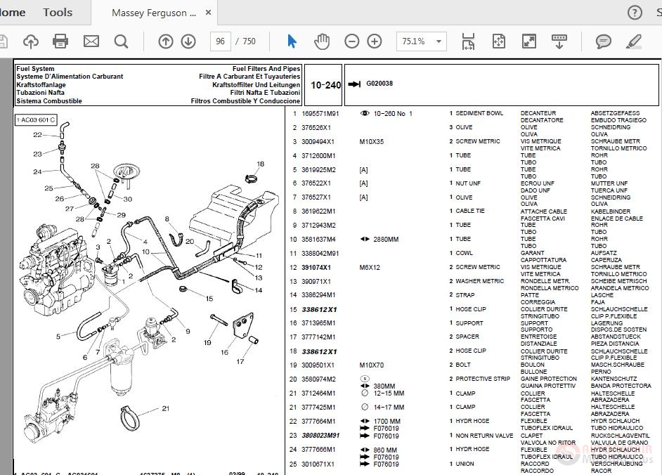 Massey Ferguson MF 6140 1637275M8 Parts Manual | Auto Repair Manual ...