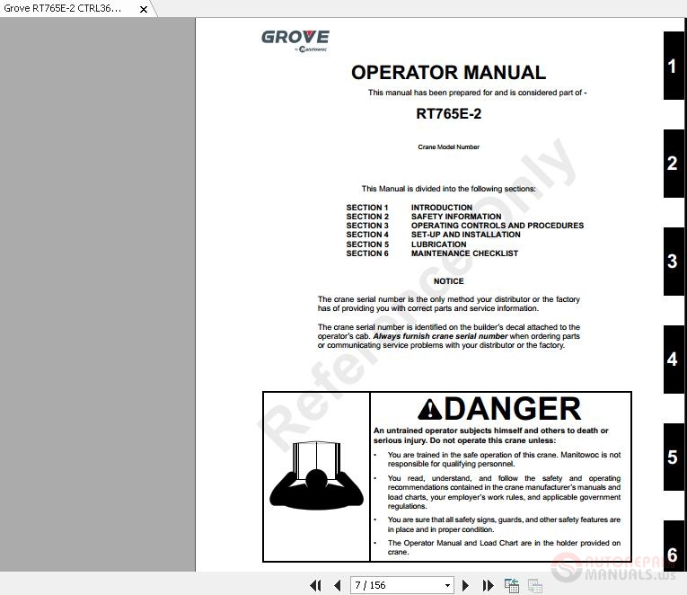 Grove RT765E-2 CTRL364-10 Operator Manual | Auto Repair Manual Forum